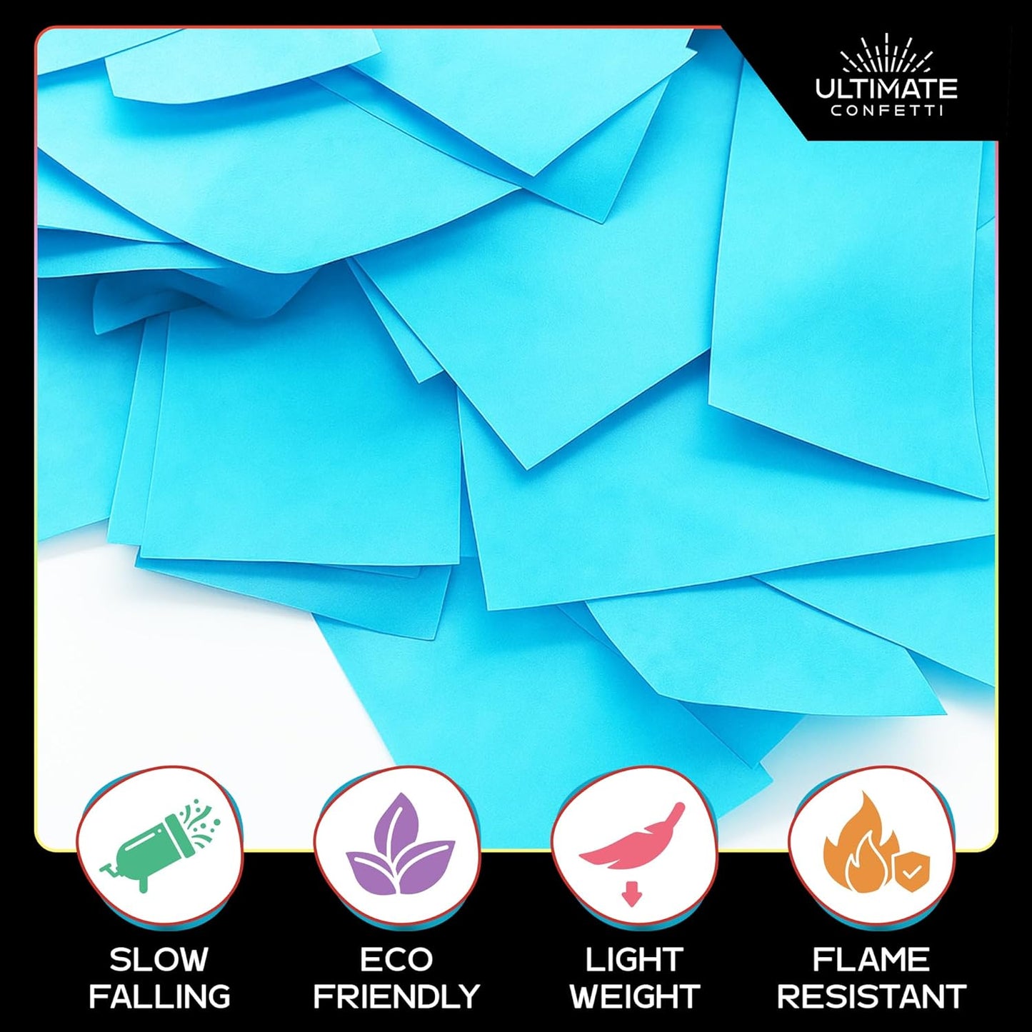 Turquoise Color Biodegradable Confetti - Rectangular Fluttering Tissue Paper Confetti for Cannon and Launcher use – Best for Wedding, Parties, Concerts and Live Events - 1 lb, 16 oz