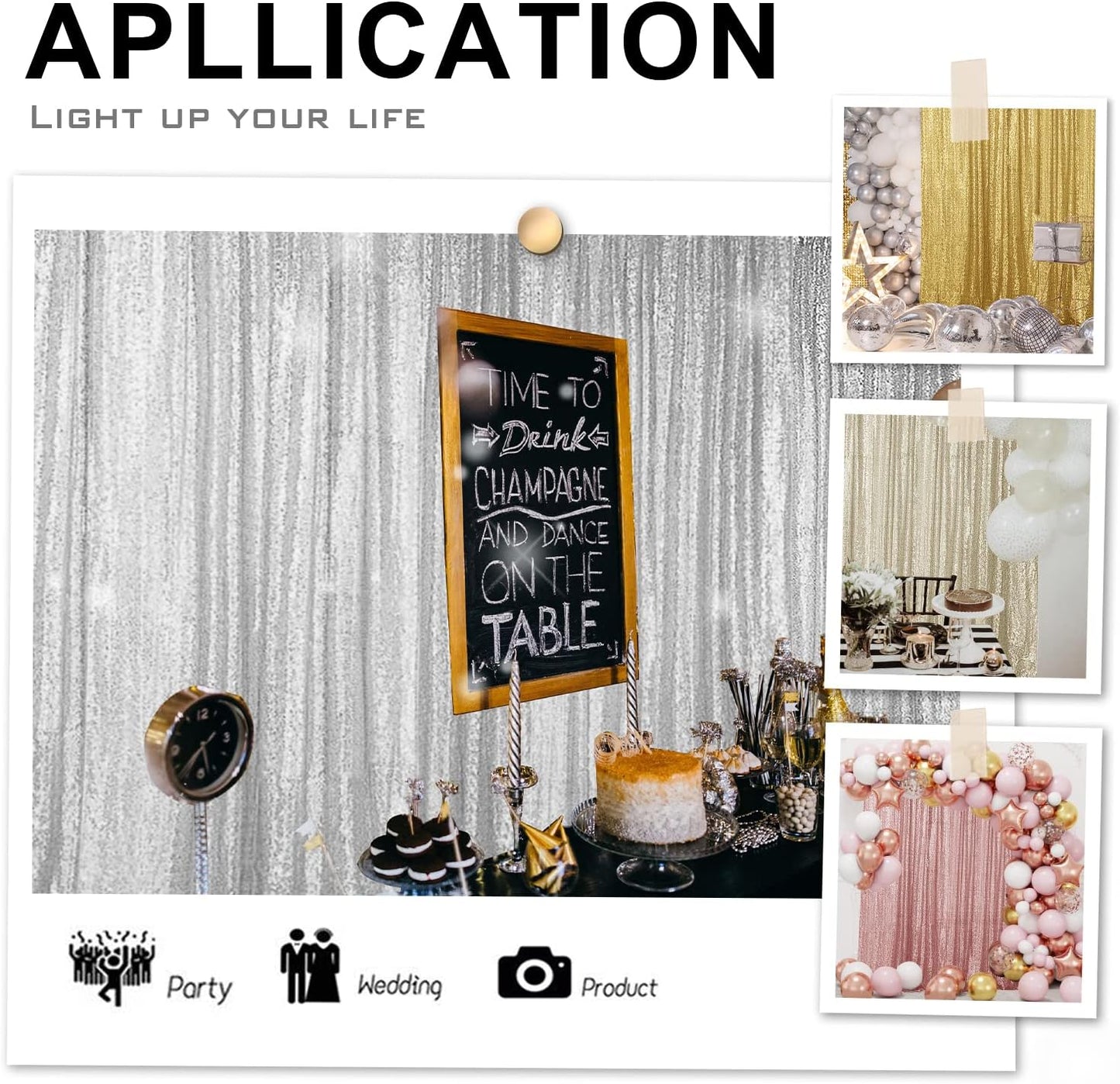 Hahuho Pink Sequin Backdrop Curtain, 4PCS 2FTx8FT Glitter Backdrop Curtain for Parties, Christmas, Wedding, Banquet Decoration（4 Panels, 2FT x 8FT, Pink）
