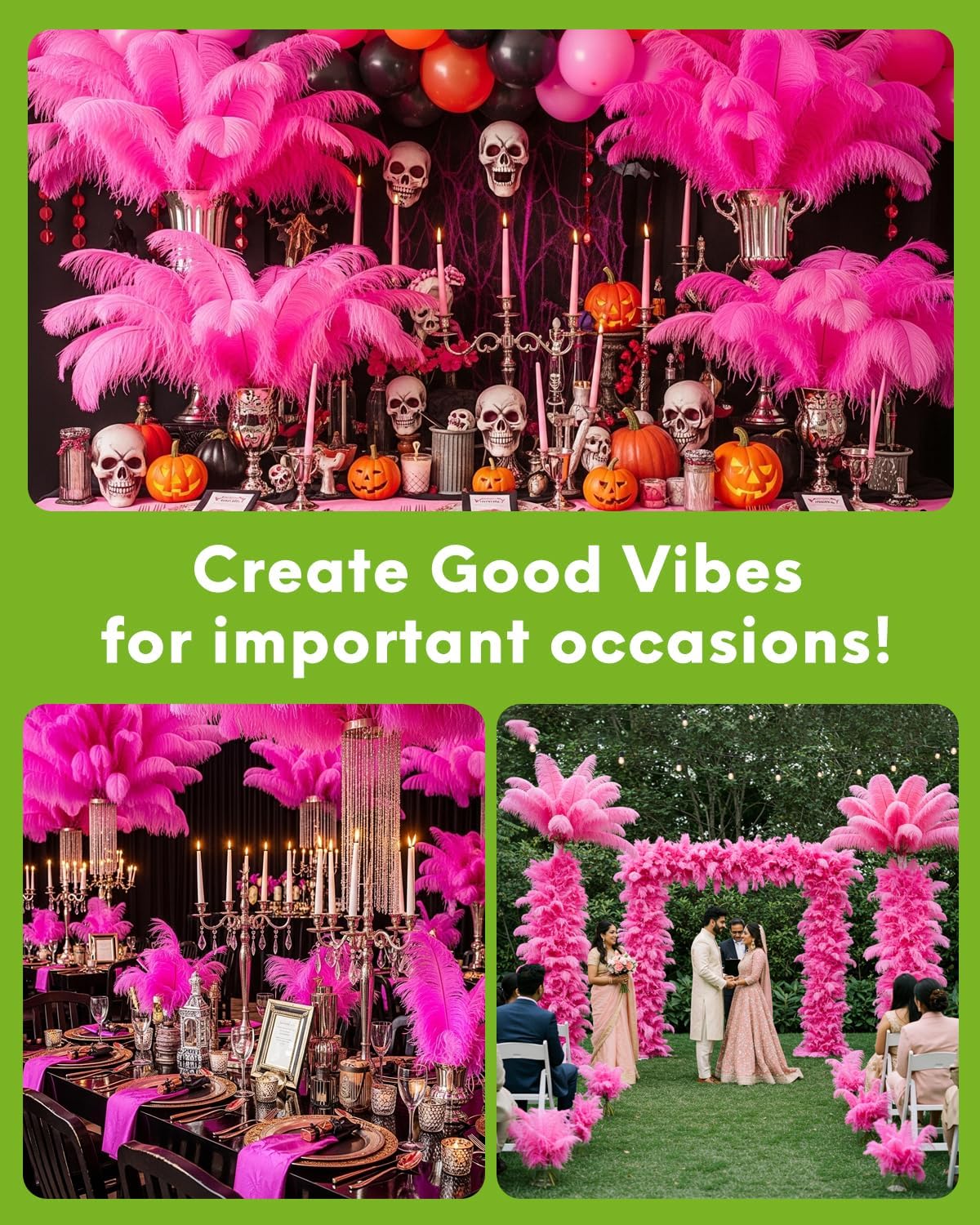 NEWONG 30pcs Fuchsia Ostrich Feathers Natural Bulk 11-14inch(28-35cm) Vase Craft Wedding Home Party Centerpieces Christmas Day Decoration