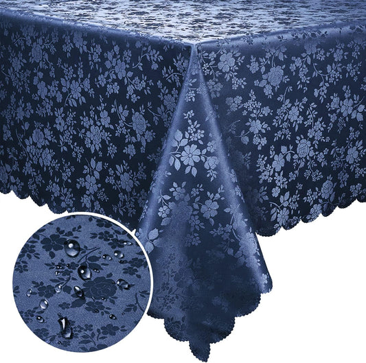Smiry Rectangle Table Cloth, Waterproof Heavy Duty Vinyl Tablecloths, Wipeable Washable Table Cover for Kitchen and Dining Room (Navy Blue, 60" X 102")