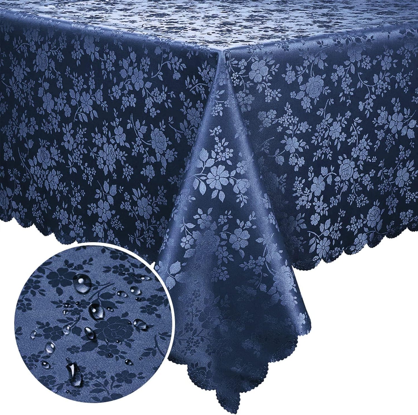 Smiry Rectangle Table Cloth, Waterproof Heavy Duty Vinyl Tablecloths, Wipeable Washable Table Cover for Kitchen and Dining Room (Navy Blue, 60" X 140")