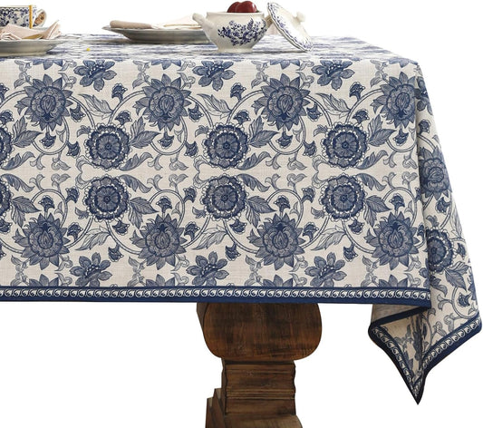 patdrea Designer Small Blue Tablecloth for Rectangle Table,Vintage Paisley Pattern Table Cloth,Decor Floral Cover Cloth for Kitchen Dining Christmas,Thanksgiving,Party,55"x71"-Lantang a