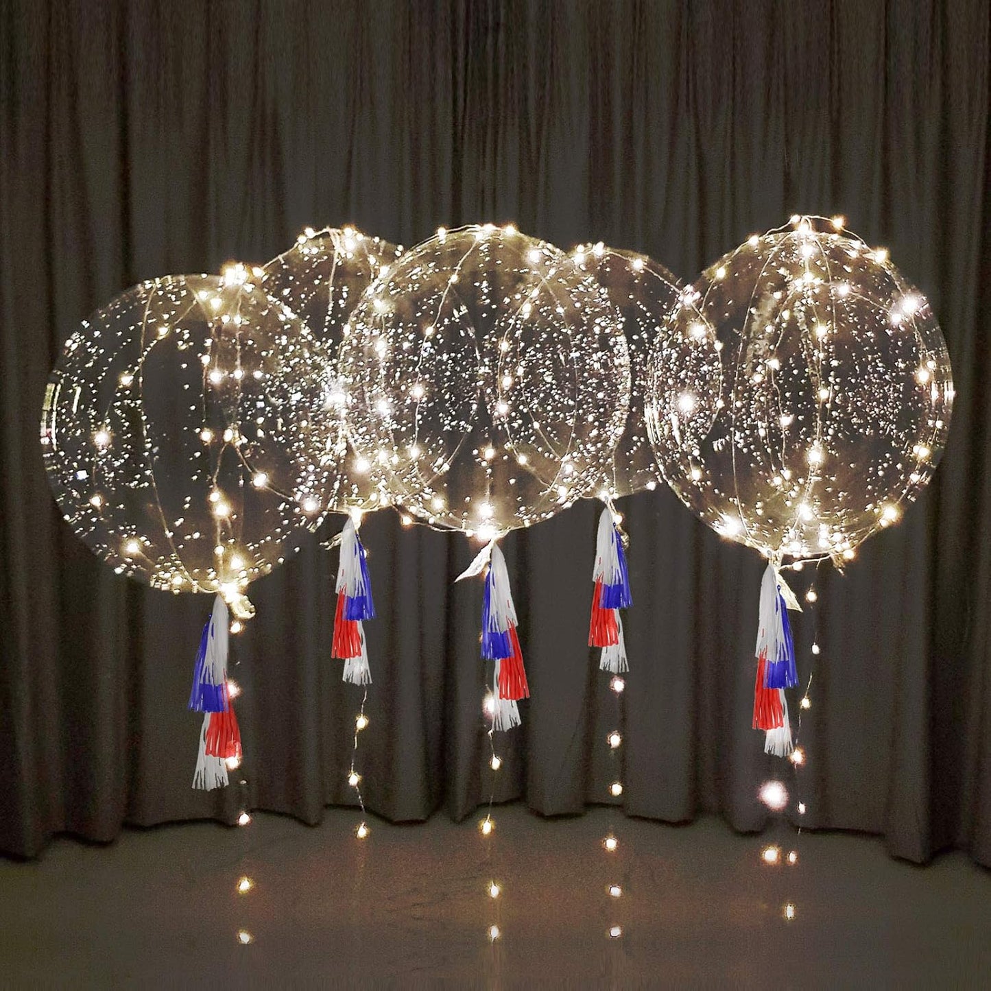 Lightsfever LED Light up Party Balloons with Batteries, 22 inch warm white Big Size Clear Bobo Balloons for Helium or Air, thanks giving party balloons(12 pack warm white)