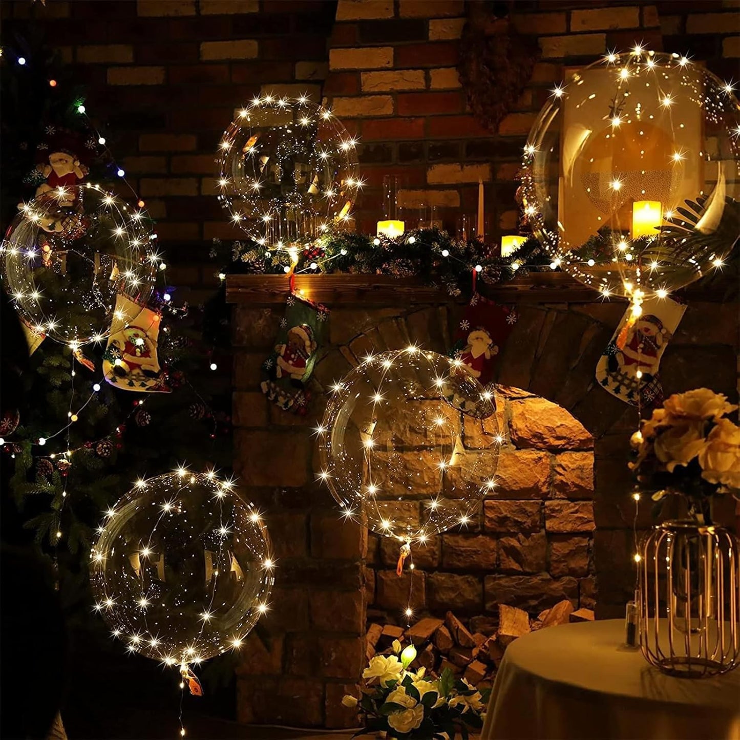 12 Pack Big Light Up BOBO Led Balloons with Sticks - Clear Balloons with Lights, Glow in the Dark, Flicker in the Daylight - Perfect Glow Party Supplies for Birthday, Wedding, Graduation