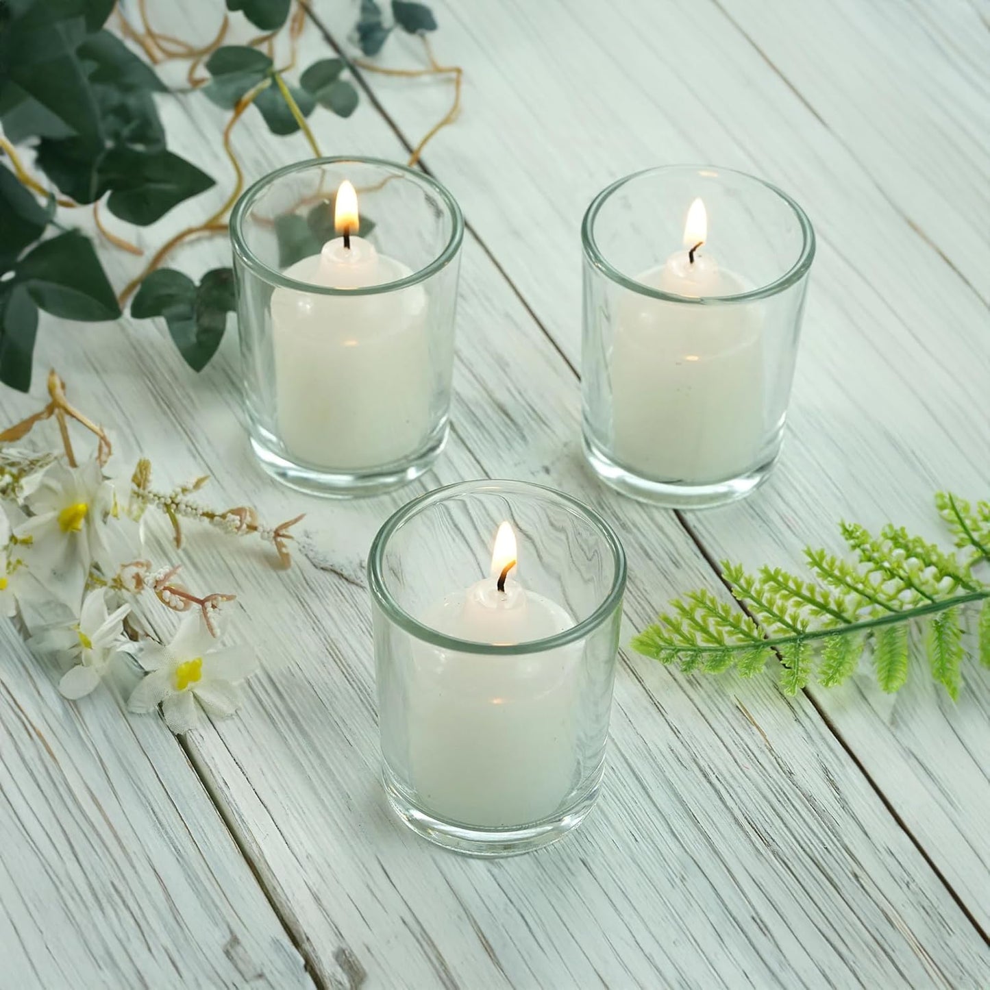 WGV Tea Light Votive Candle Holder 2.2x2.75, Clear Tiny Utility Cylinder Glass Vase, Small Planter Terrarium for Home Accent Decor, 24 Pc