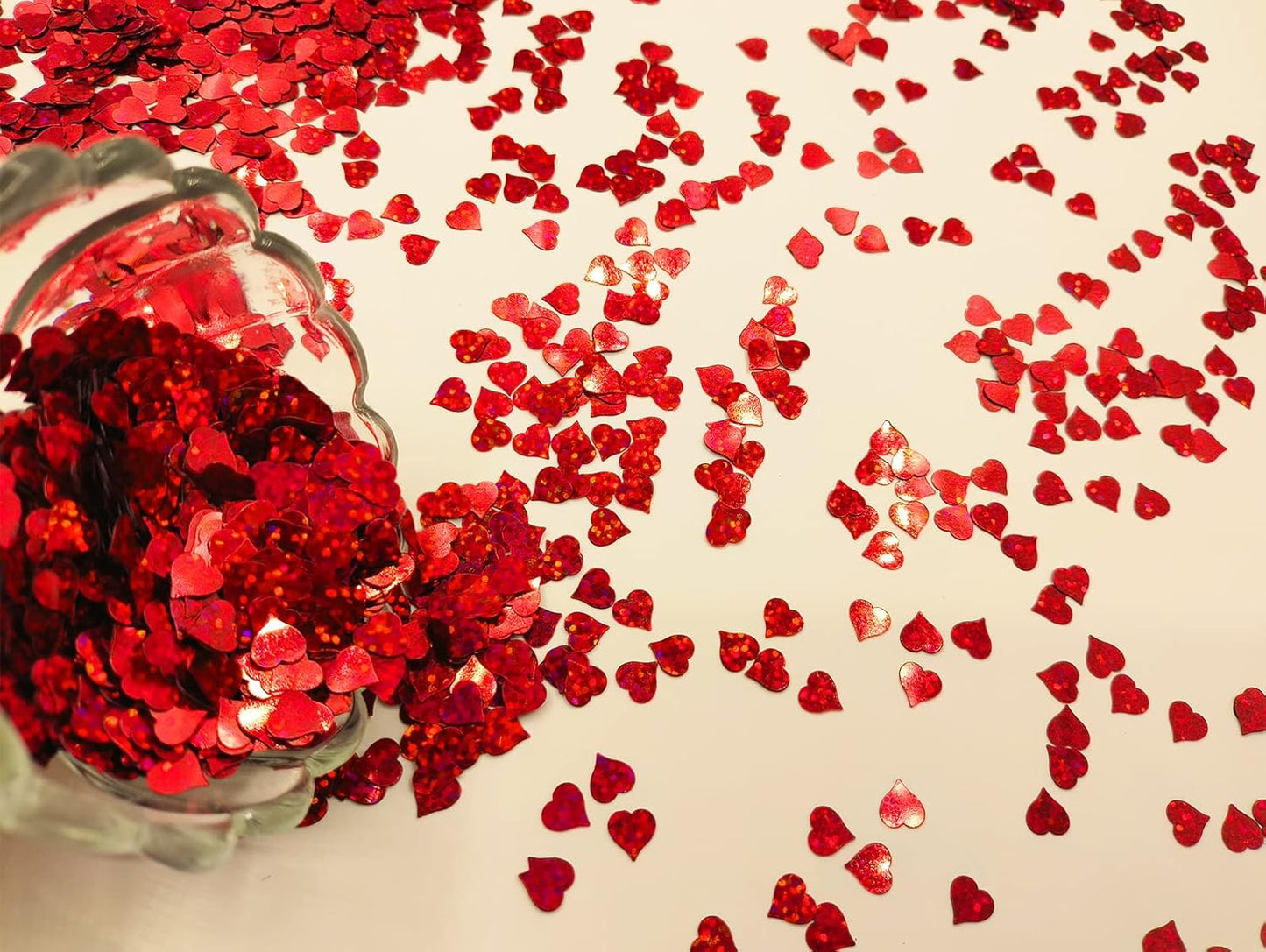 4000Pcs Hearts Shape Glitter Cute Sprinkle Party Confetti Table Decoration for Valentine's Day, Celebration, Wedding, Engagement Supplies (Red Hearts)