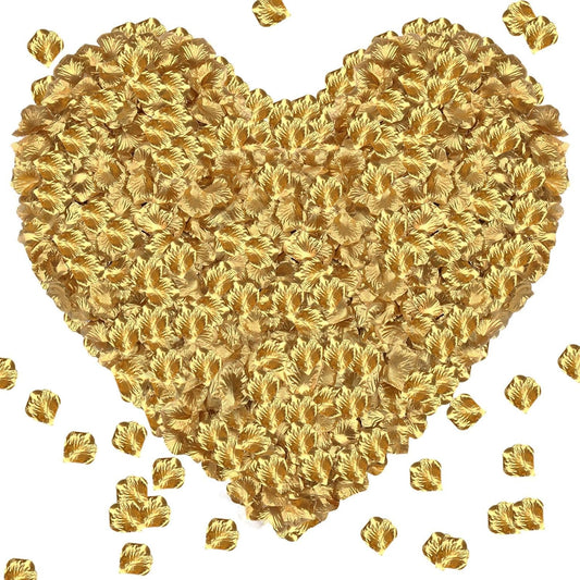 1000Pieces Rose Petals, Artificial Flower Petals Fake Rose Petals for Romantic Night,Wedding,Proposal Anniversary Flower Decorations(Gold Color)