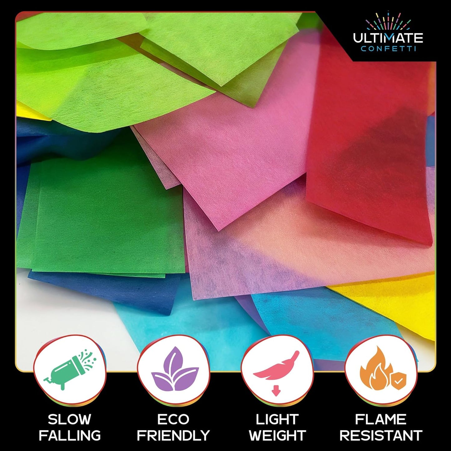Multicolor Biodegradable Confetti - Rectangular Fluttering Tissue Paper Confetti for Cannon and Launcher use - Best for Gender Reveal, Birthday, Wedding, and Parties - 1 lb, 16 oz