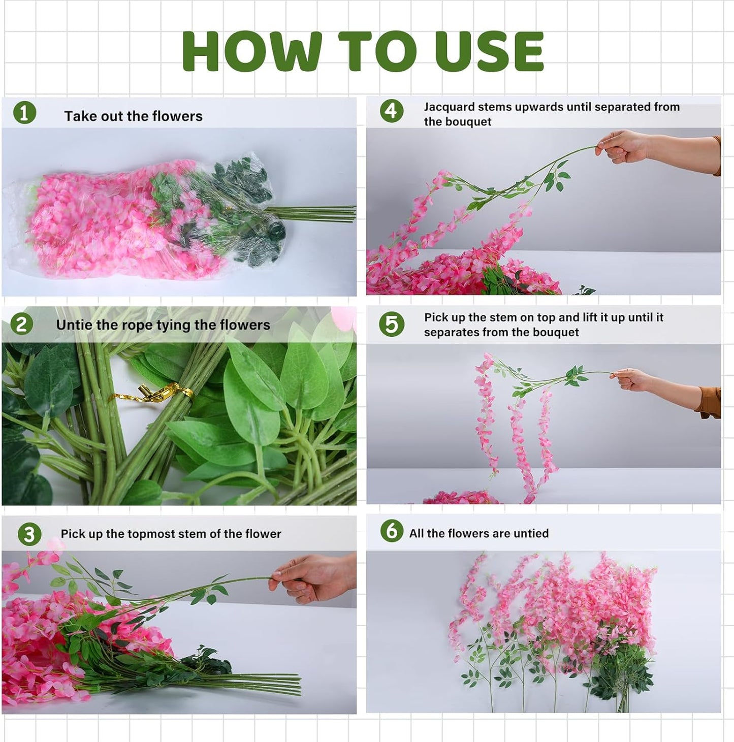 Wisteria Hanging Flowers,Fake Hanging Flowers,Wisteria artificiales Garland for Home Wedding Arch Floral Party Garden Ceremony Outdoor Decor,3.6 feet Long(75,Pink)