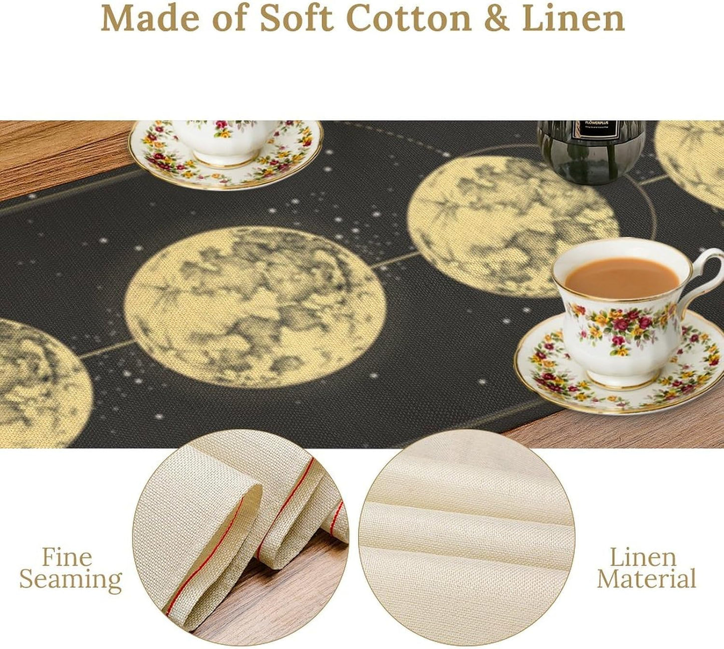 Sun Moon Table Runner, Mysterious Universe Milky Way Interstellar Space Western Traditional Elements able Runner for Party Living Room Home Kitchen Dinner Table Runner 13x70 Inch
