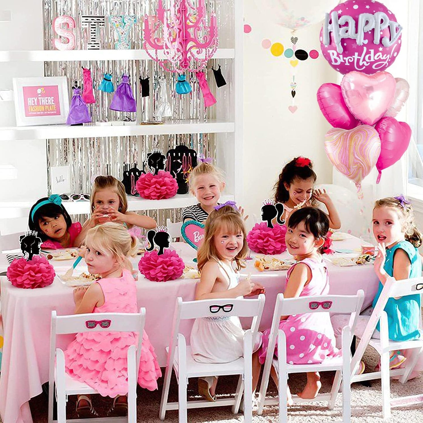 36inch Hot Pink Happy Birthday Foil Balloons Decorations for Birthday Party Decorations Princess Girl Birthday