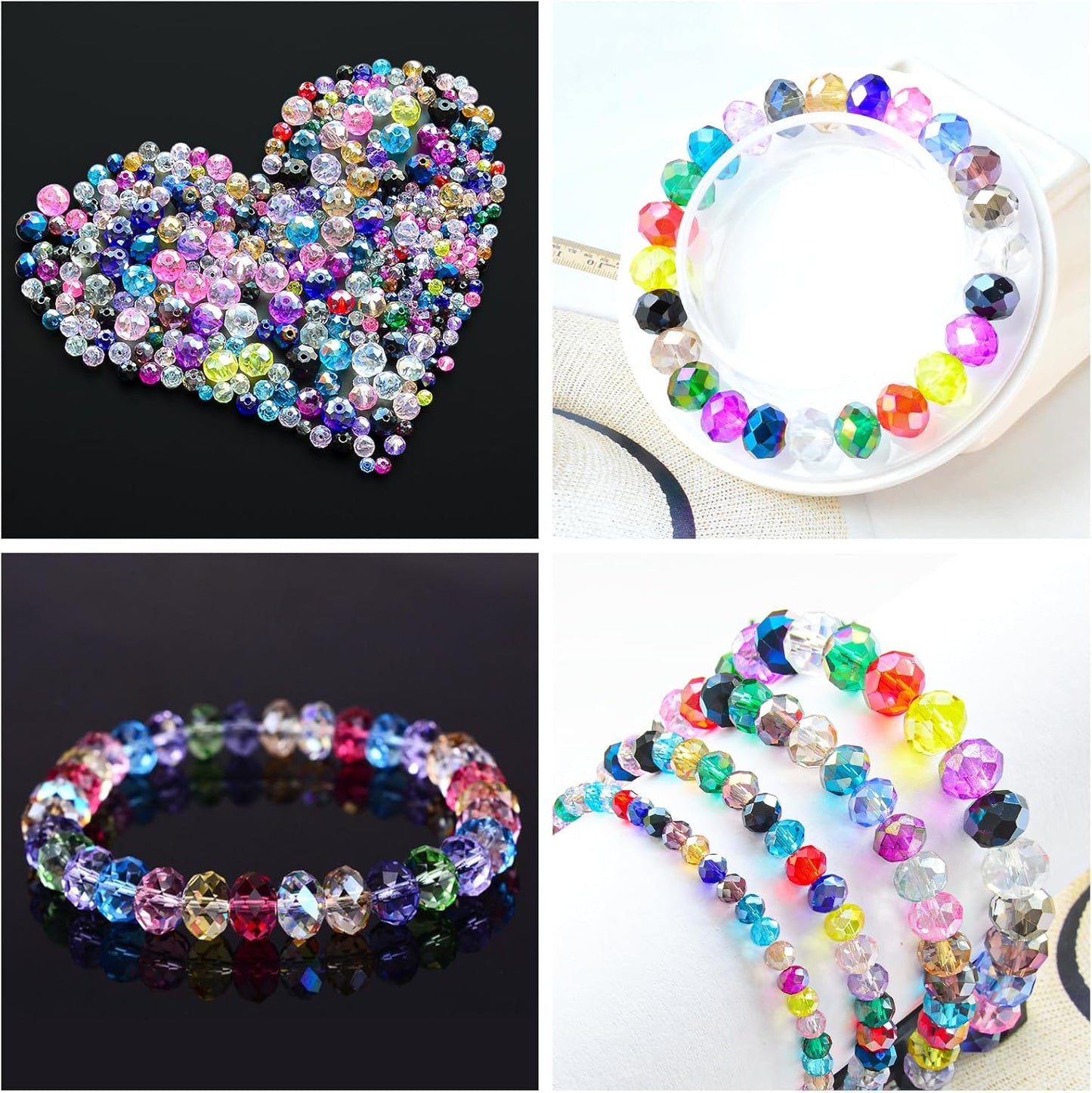 1200Pcs 4mm Colors Random Crystal Glass Beads for Jewelry Making Beads for Bracelets Necklace Pendants Making Supplies(Mixed Colors)