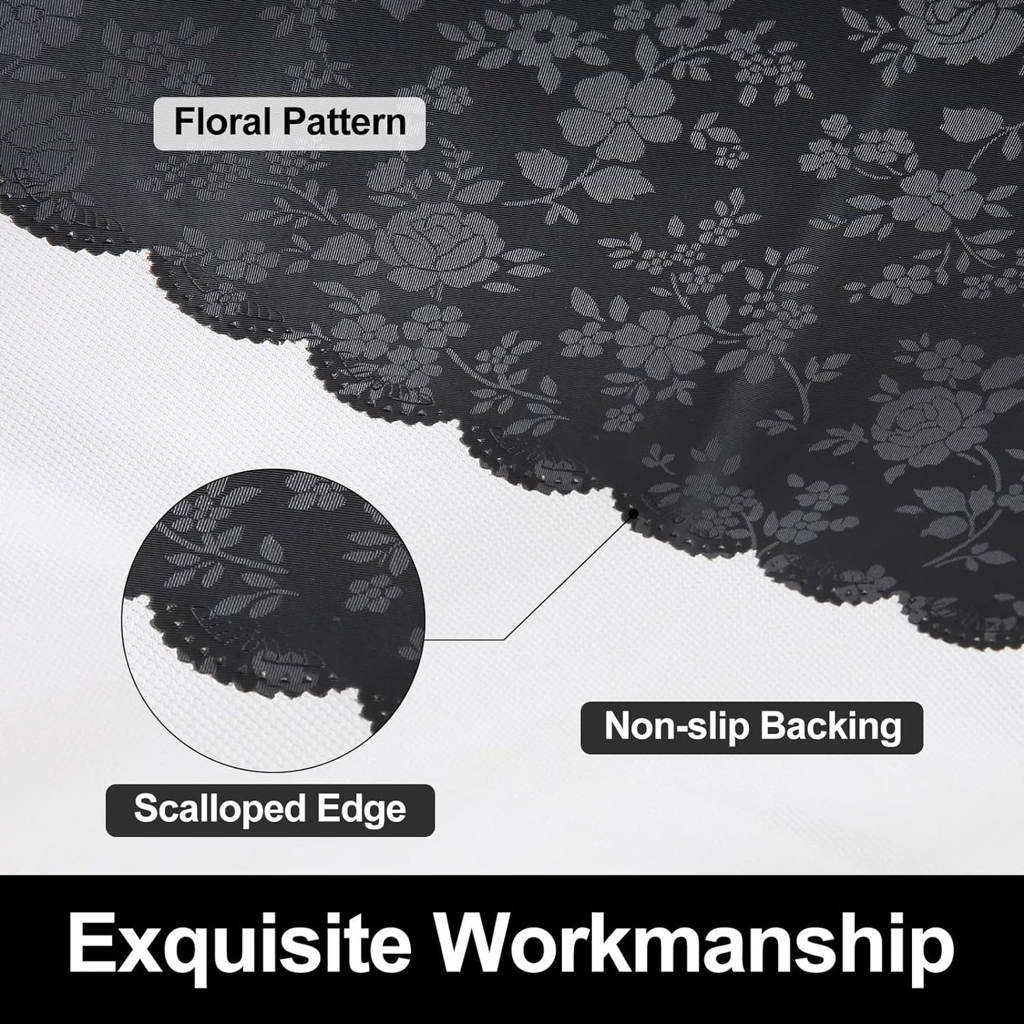 Smiry Round Table Cloth, Waterproof Heavy Duty Vinyl Tablecloths, Wipeable Washable Table Cover for Kitchen and Dining Room (Black, 60" Round)