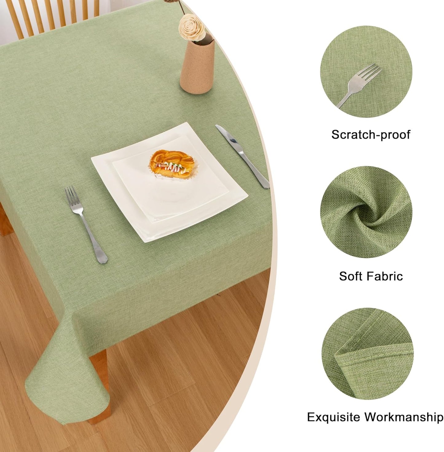 Hiasan 2 Pack Faux Linen Square Tablecloth - Wrinkle and Stain Resistant Washable Table Cloth for Kitchen Dining Room Holiday Table Cover for Party Dinner, Green, 30 x 30 Inch