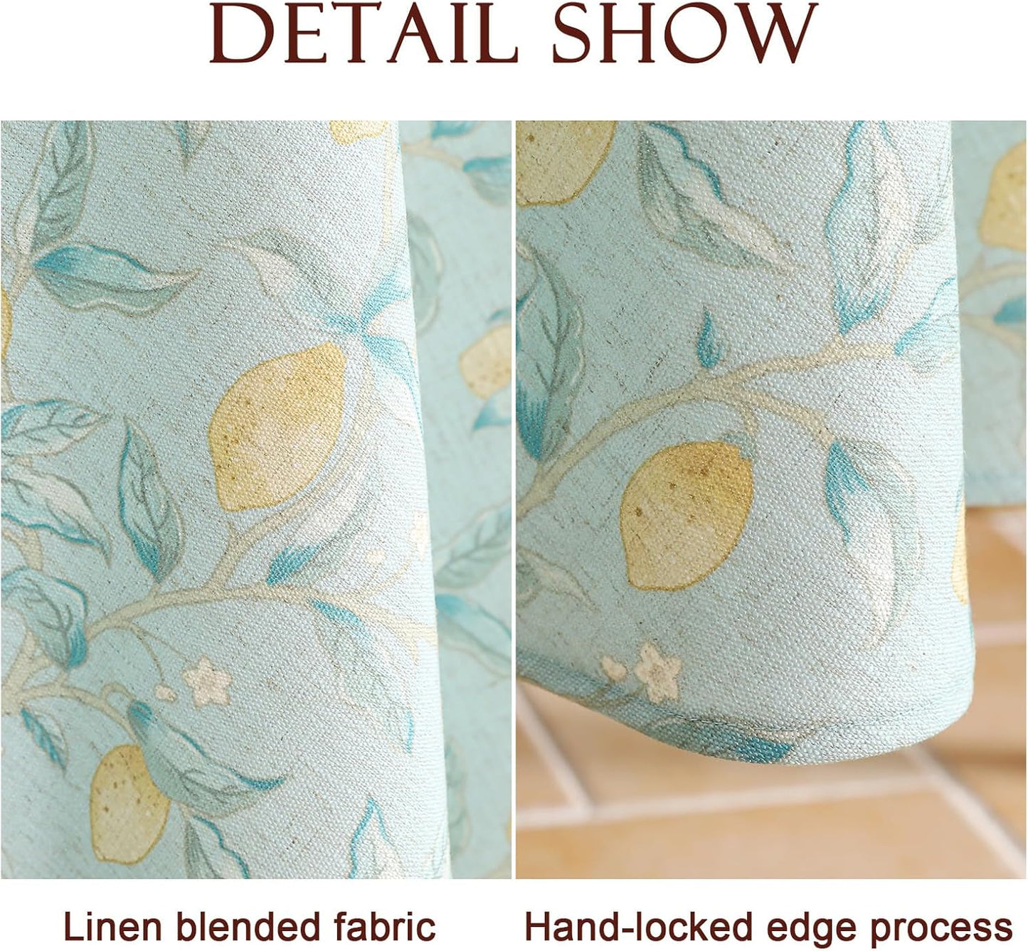 patdrea Designer Linen Long Green Tablecloth for Rectangle Table,Vintage Breathable Yellow Fruits Pattern Table Cloth,Decor Cover for Kitchen Dining,Christmas,Thanksgiving,Party,63"x94"-Ania a