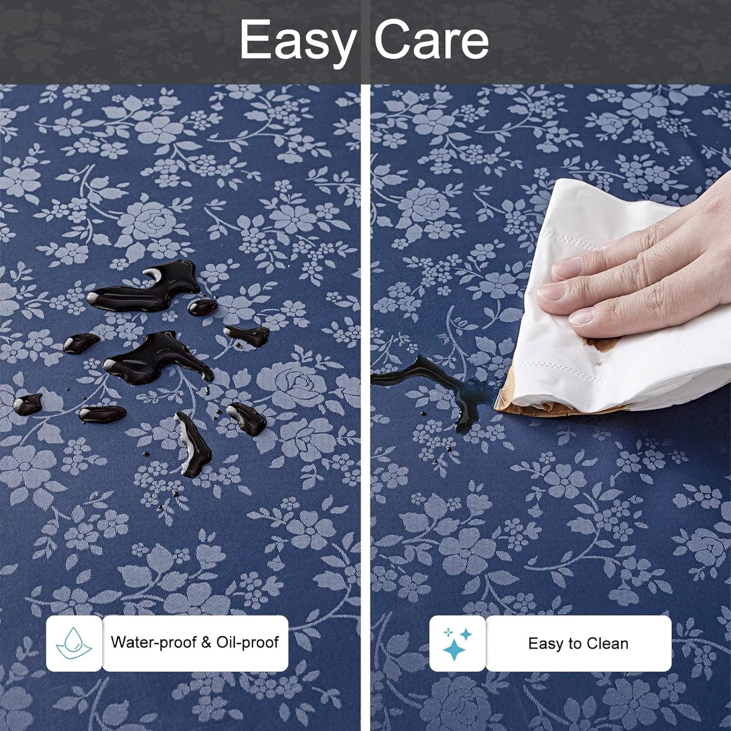 Smiry Rectangle Table Cloth, Waterproof Heavy Duty Vinyl Tablecloth, Wipeable Washable Table Cover for Kitchen and Dining Room (Navy Blue, 54" X 108")