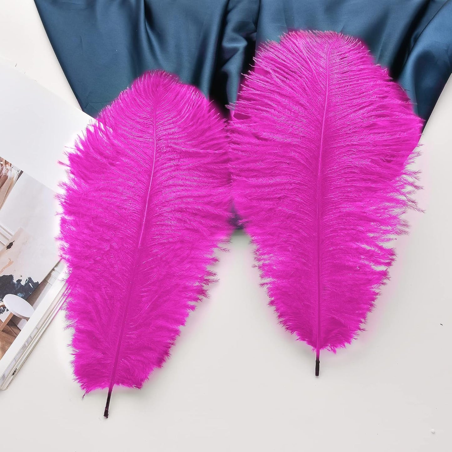 Ballinger Fuchsia Large Ostrich Feathers - 12Pcs 14-16inch Large Feathers for Vase,Theme Party Centerpieces and Holiday Home Decor