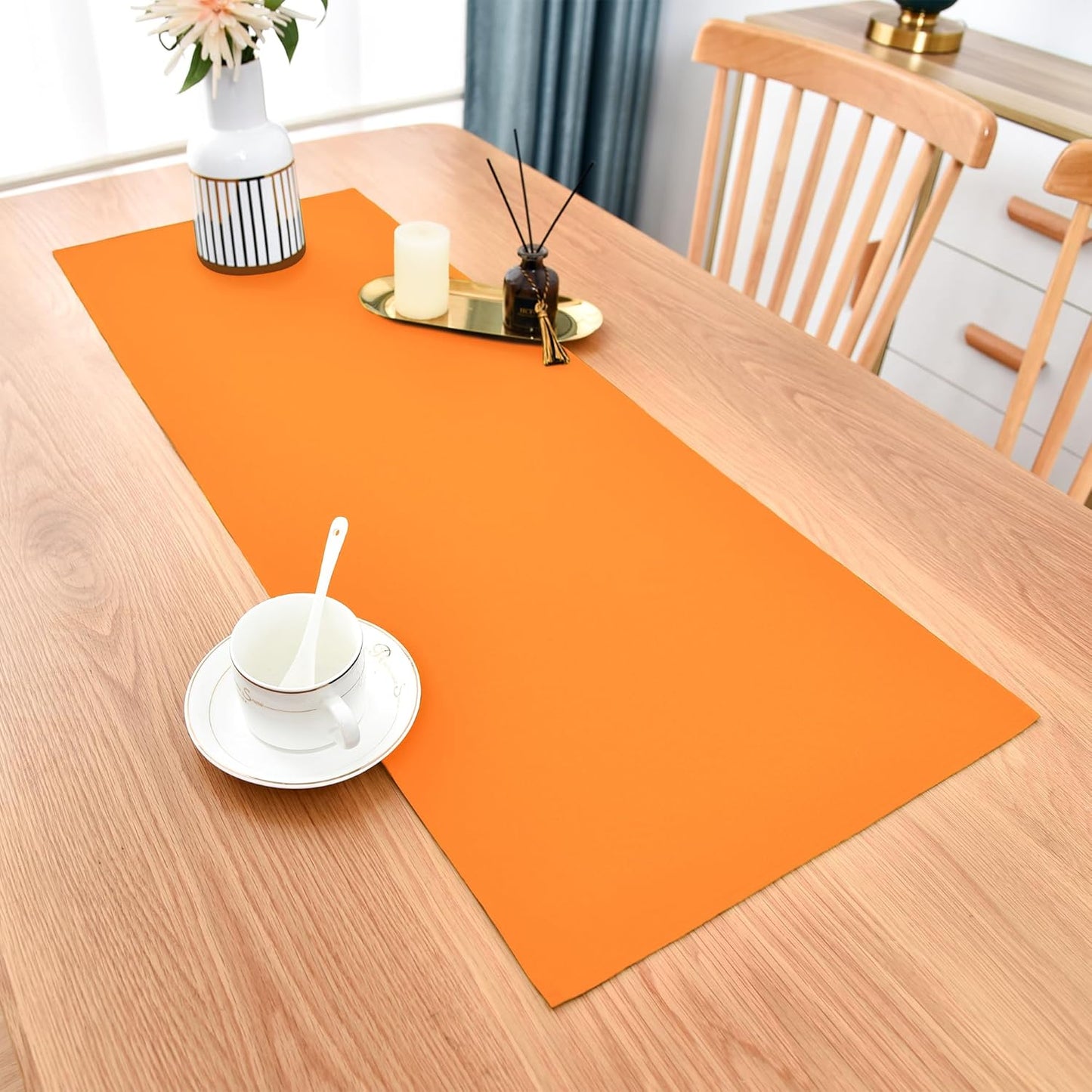 Farmhouse Orange Table Runner Small Short Table Runners 36 Inches Coffee Table Runner for Dresser Living Room Bedroom Holiday Party Banquet 12X36 Inch