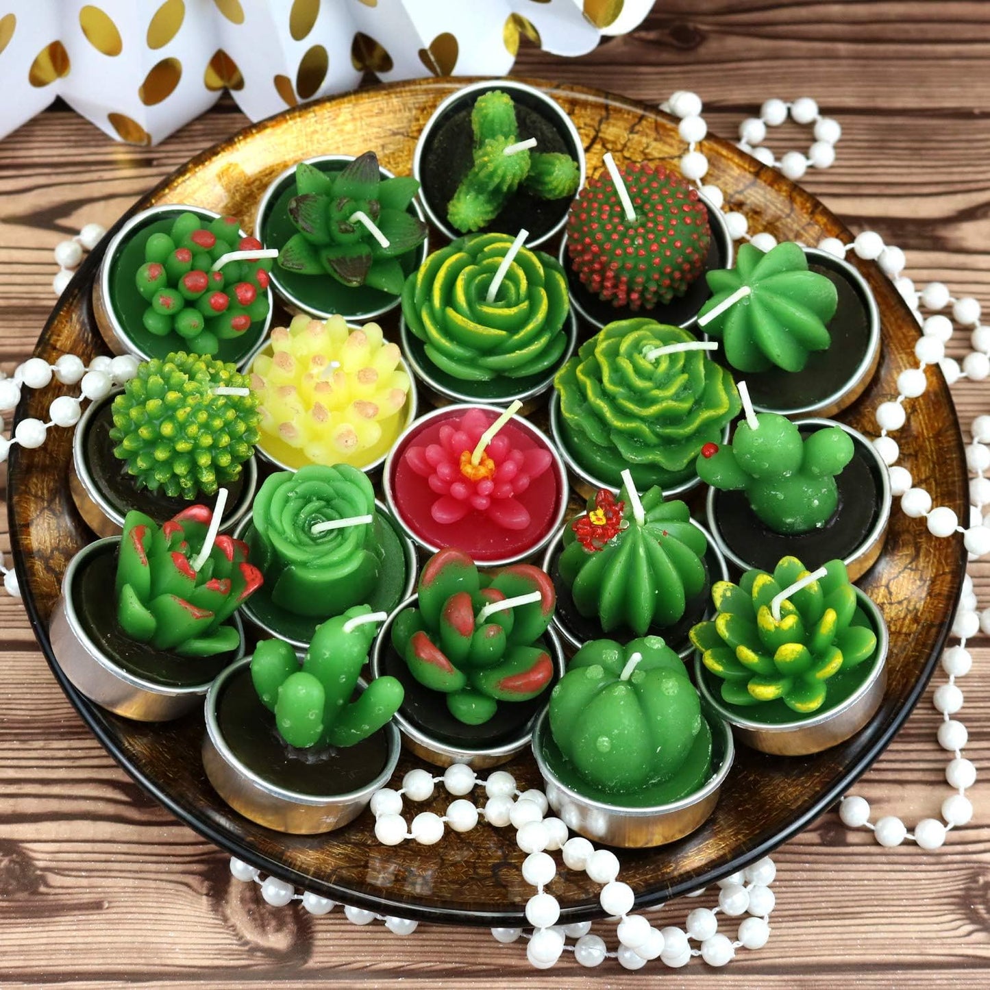 GIFTEXPRESS 18 Pcs Succulent Cactus Candles No Repeat Style, Delicate Smokeless Scented Tealight Candles for Home Décor, SPA, Wedding, Valentine's Day, Birthday Gift, Anniversary Celebration