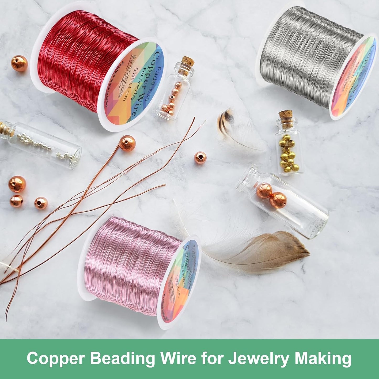 0.4mm Jewelry Wire, 26 Gauge 328FT Craft Wire Copper Beading Wire for Jewelry Making/Planting/Weaving/DIY Crafting, Soft Metal Wires [100M, Champagne Gold]