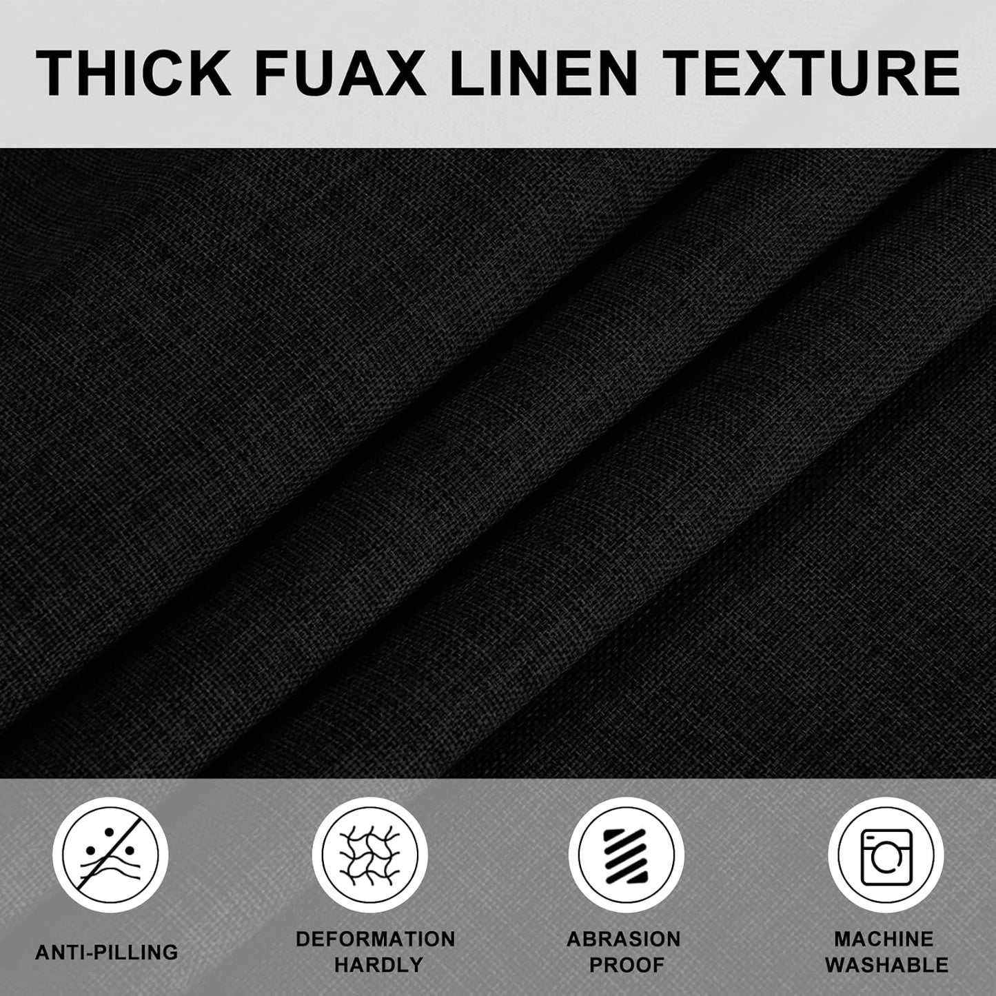 Hiasan Round Linen Tablecloth 30 Inch - Wrinkle and Stain Resistant Washable Polyester Fabric Table Cloth for Dining Room Kitchen Party, Black