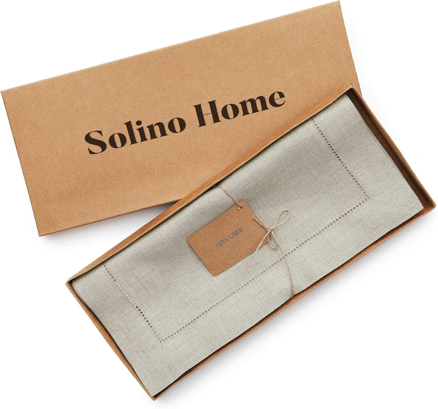 Solino Home Linen Natural Table Runner 144 Inches Long - 100% Pure Linen Extra Long Table Runner 14 x 144 Inch for Fall, Autumn, Thanksgiving, Christmas - Classic Hemstitch
