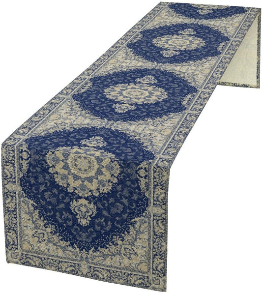 Boho Bohemia Style Dark Blue Table Runner, Country Rustic Farmhouse Magical Abstract Print Pattern for Home Kitchen Table Decor Dining Coffee Room Garden Party Decor 13x60in