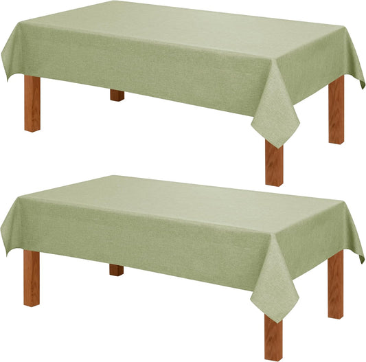 Hiasan 2 Pack Faux Linen Square Tablecloth - Wrinkle and Stain Resistant Washable Table Cloth for Kitchen Dining Room Holiday Table Cover for Party Dinner, Green, 54 x 54 Inch