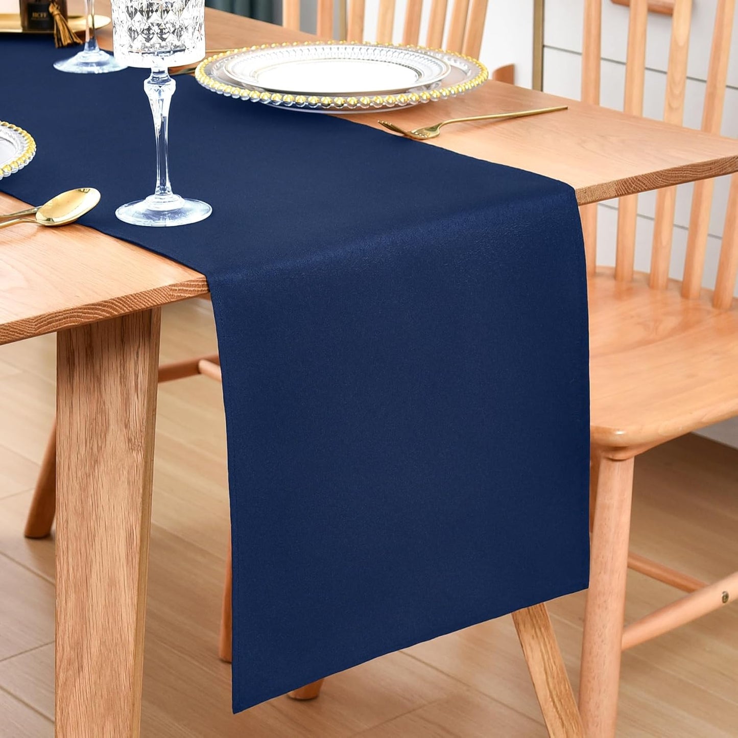 Farmhouse Navy Blue Table Runner Dining Table Runners 48 Inches Long Coffee Table Runner for Dresser Living Room Bedroom Holiday Party Banquet 12X48 Inch