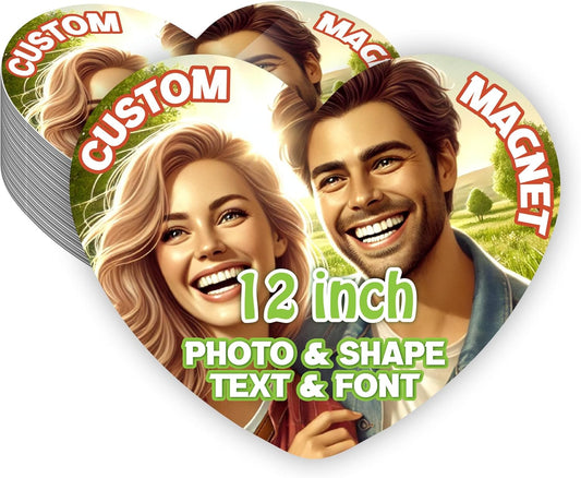 KETABAO – 12" Heart Magnetic Photo Frames for Refrigerators, Storage Cabinets and Cars – Customized Gifts for Office and Home