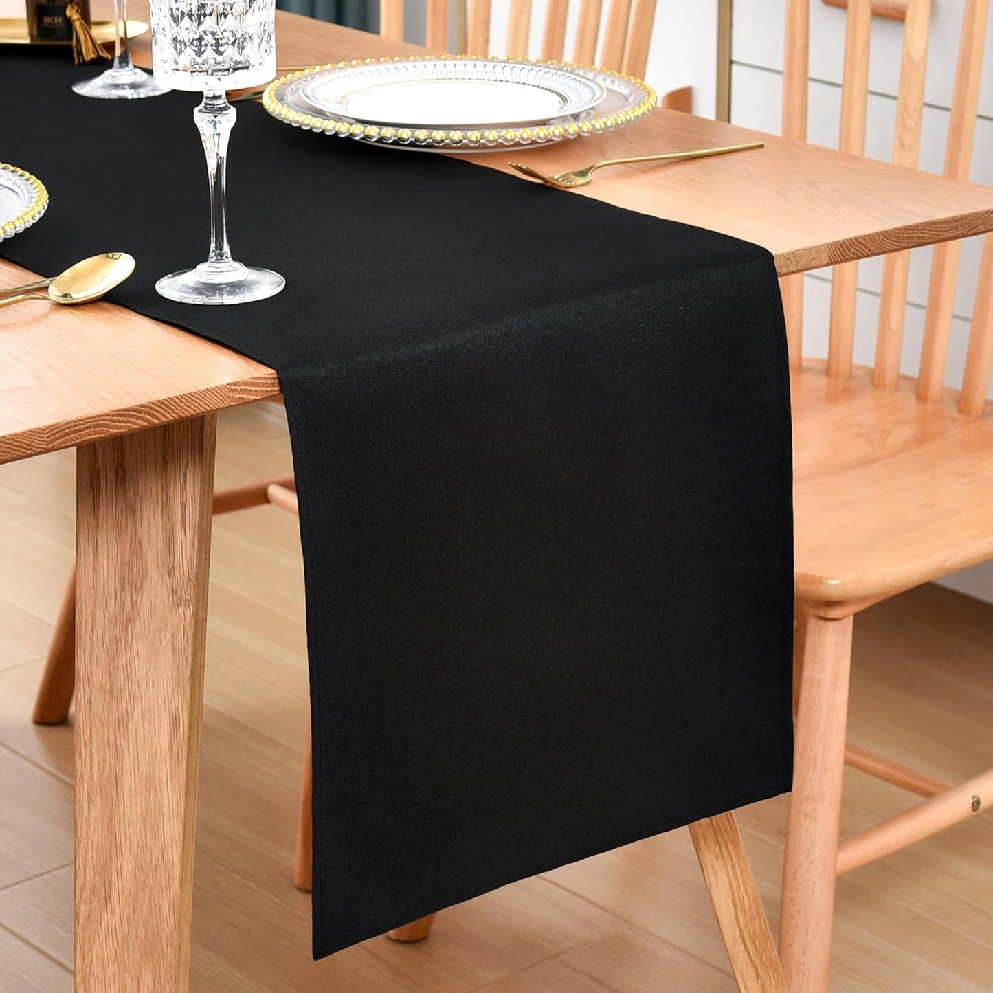 Farmhouse Black Table Runner Dining Table Runners 90 Inches Long Coffee Table Runner for Dresser Living Room Bedroom Holiday Party Banquet 12X90 Inch