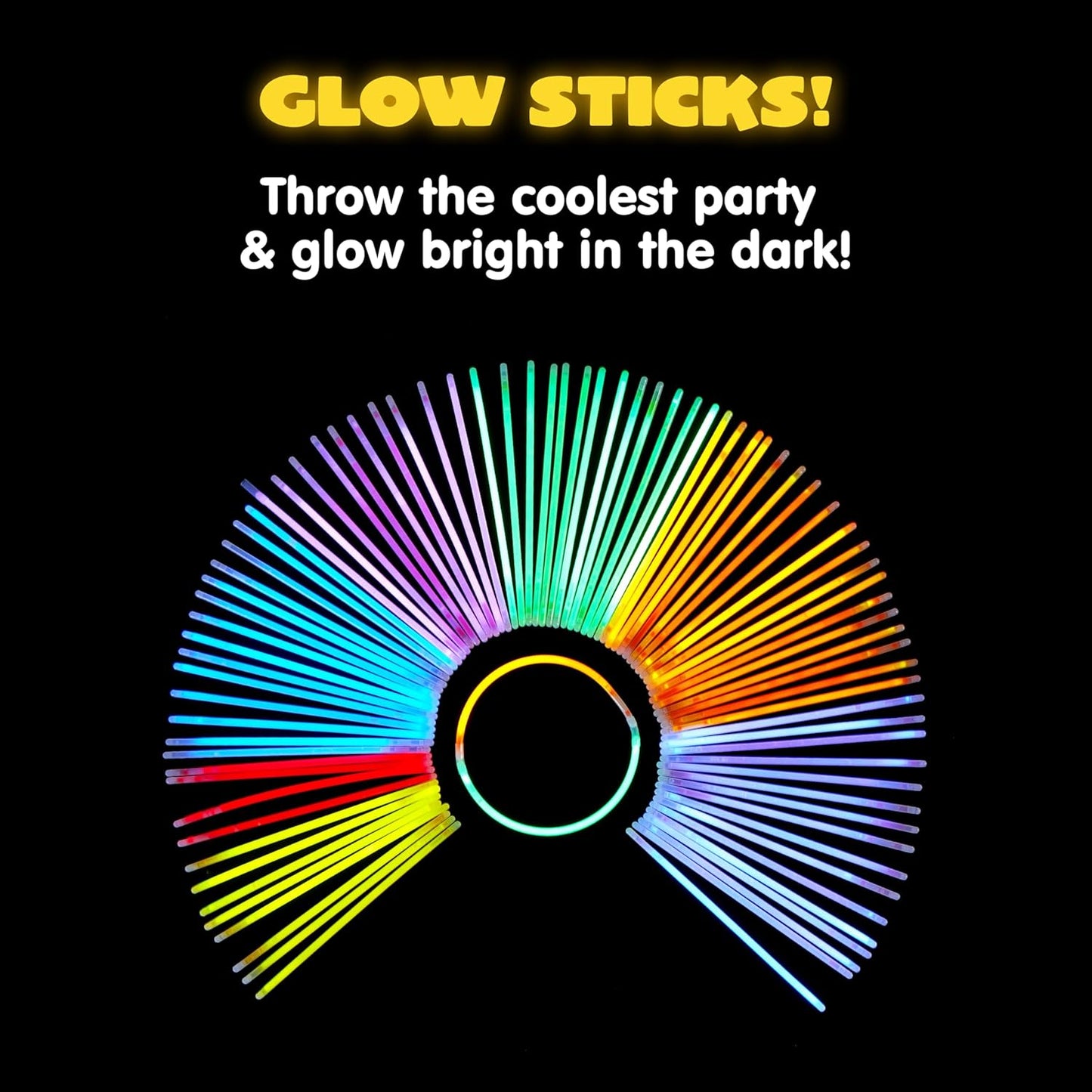 JOYIN 144 Pcs 8" Glowsticks, Halloween Supplies Pack, Bracelets Necklaces, Glow in the Dark Party Favors, Easter, Christmas, Football Party Supplies