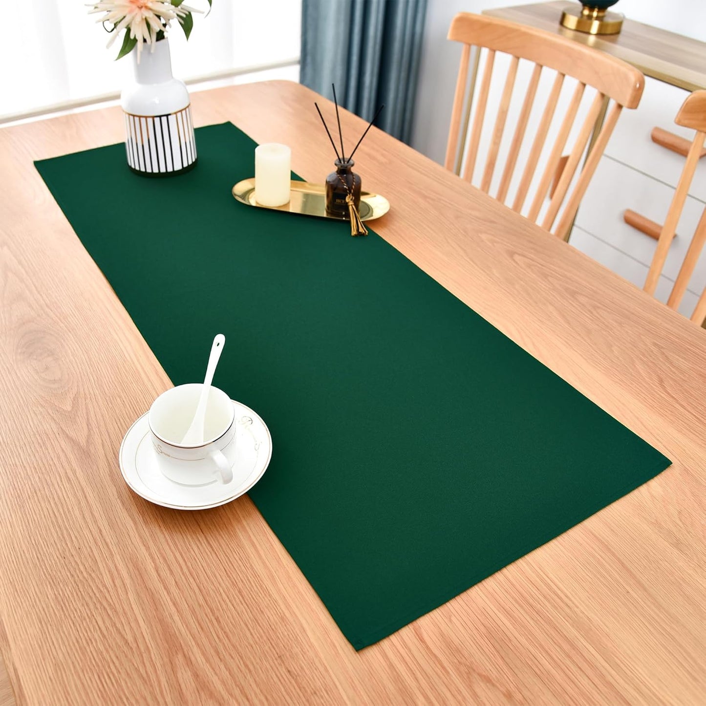Farmhouse Green Table Runner Small Short Table Runners 36 Inches Coffee Table Runner for Dresser Living Room Bedroom Holiday Party Banquet 12X36 Inch