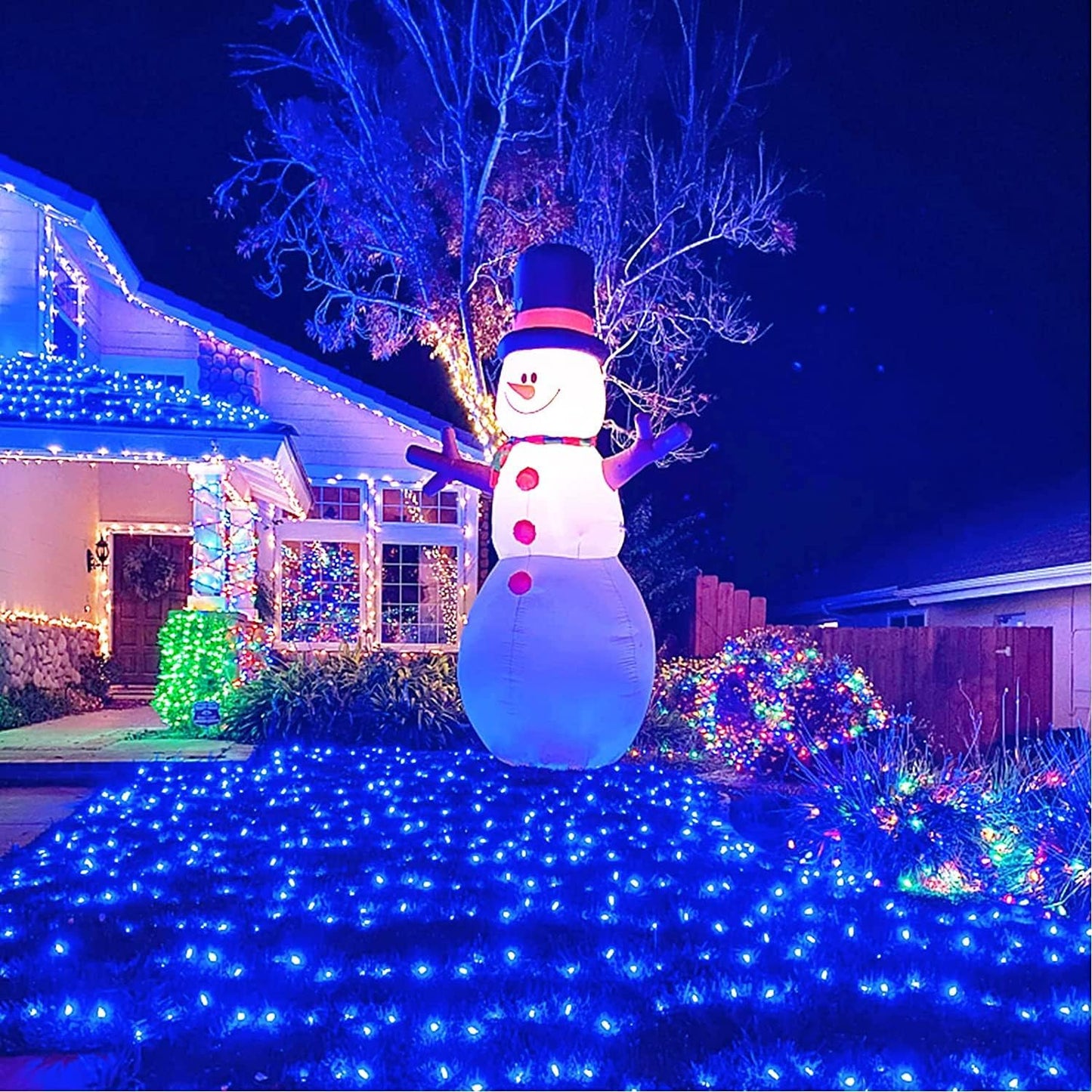 YEGUO 66ft 200 LED Blue Christmas Lights Outdoor Waterproof, Green Wire String Lights Indoor, Twinkle Tree Lights Plug in with Memory Timer