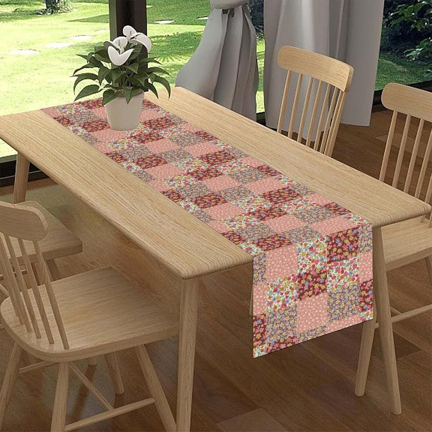 Boho Patchwork Table Runner, Vintage Farmhouse Colorful Wildflowers Bohemian Paisley Flower Table Center Decor for Home Kitchen Dining Patio Holiday Party Indoor Table Decorations, 13"x36" Inch