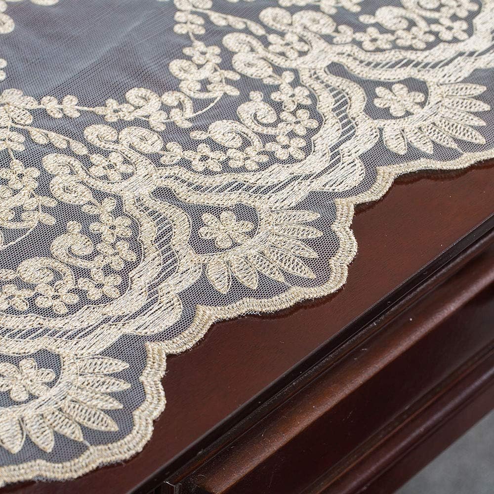 ARTABLE Rectangle Table Runner Lace Macrame Embroidered Table Runners with Exquisite Vintage Shabby Chic for Holiday Wedding Long Dinner Tables (Light Gold, 12 x 84 Inch)