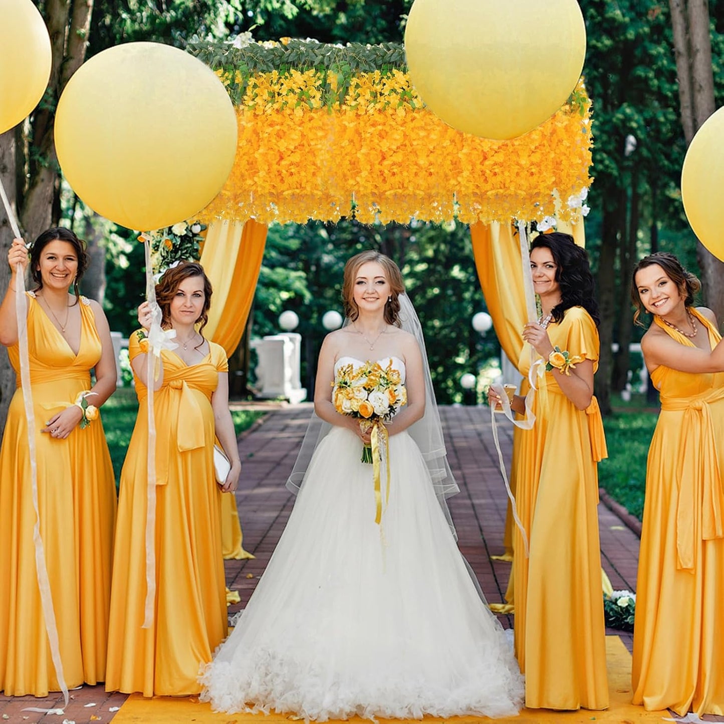 24 Pack Orange Wisteria Hanging Flowers, 3.4 Ft Fake Hanging Flowers, Artificial Wisteria Garland Vines for Wedding Room Backdrop Outdoor Patio Garden Decoration