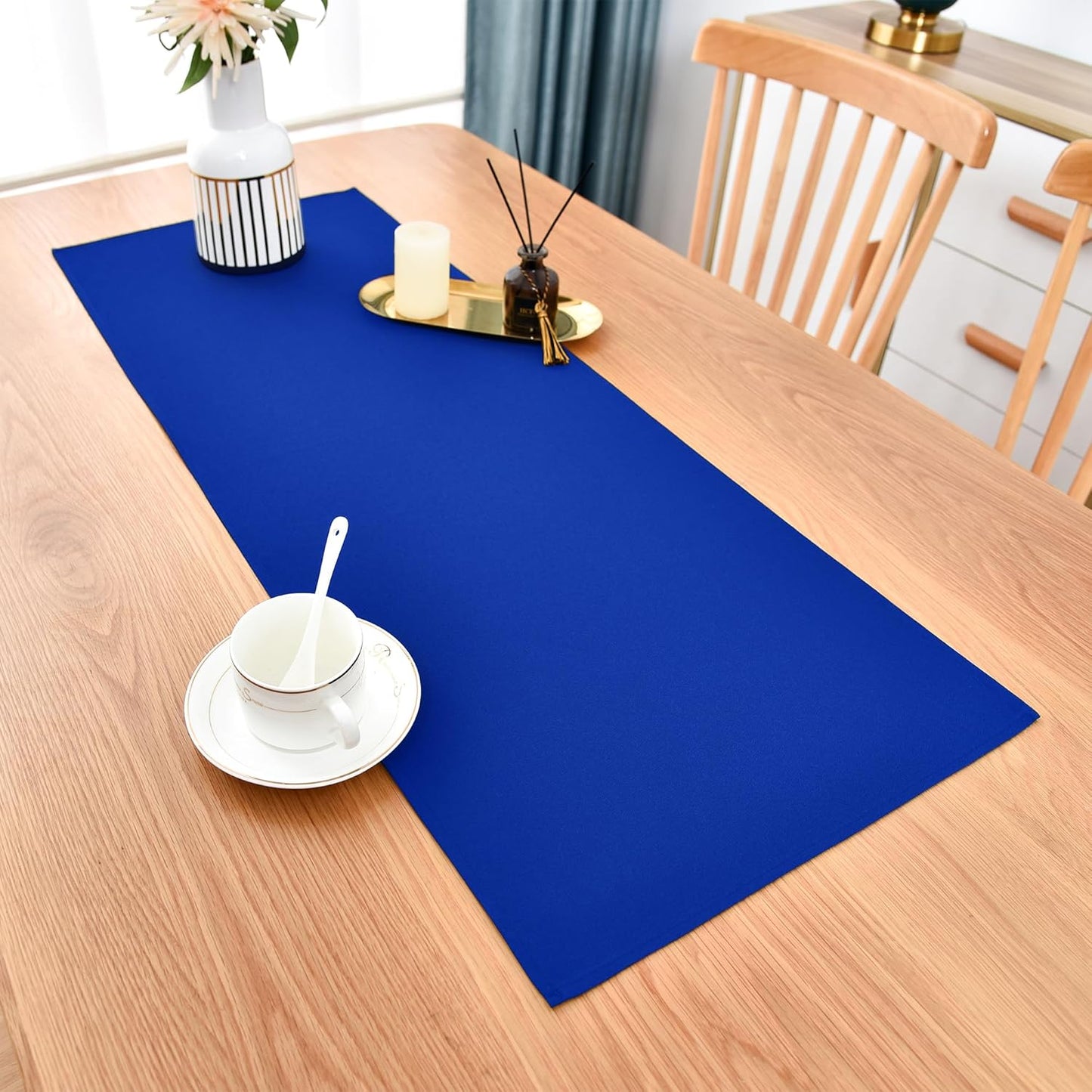 Farmhouse Blue Table Runner Small Short Table Runners 36 Inches Coffee Table Runner for Dresser Living Room Bedroom Holiday Party Banquet 12X36 Inch