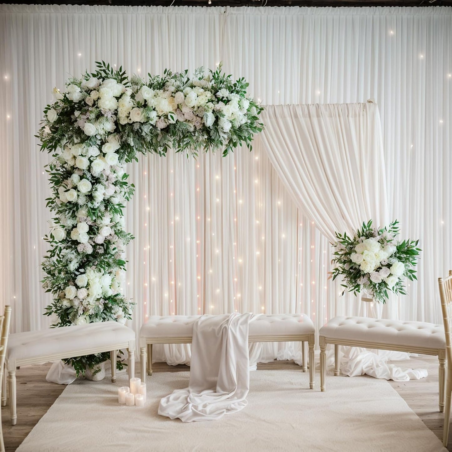 10ftx12ft Wrinkle Free Ivory Backdrop Curtain, 2 Panels 12FT Height Ivory Wedding Backdrop Drapes, Silky Polyester Back Drop Cloth for Birthday Photography Background Party Backdrop Draping