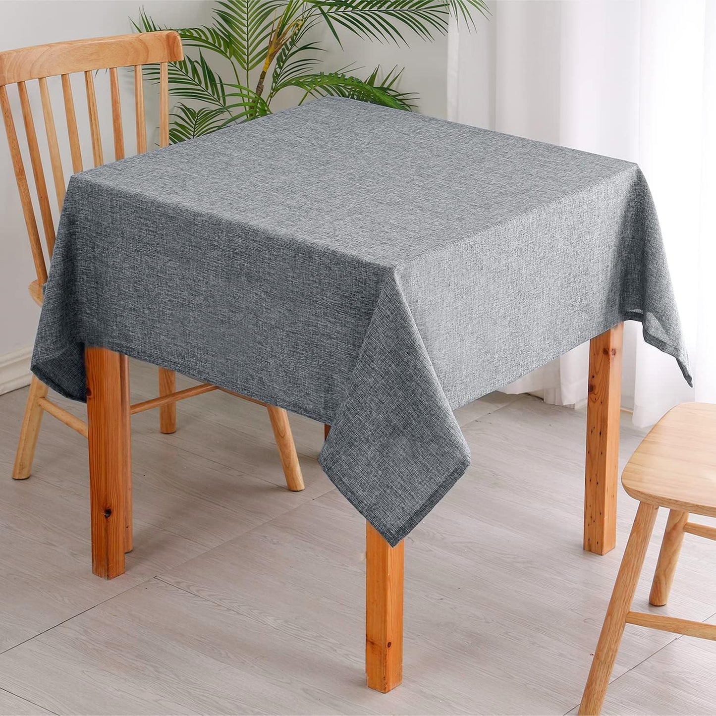 Hiasan Faux Linen Rectangle Tablecloth - Wrinkle and Stain Resistant Washable Table Cloth for Kitchen Dining Room Holiday Table Cover for Party Dinner, Grey, 60 x 102 Inch