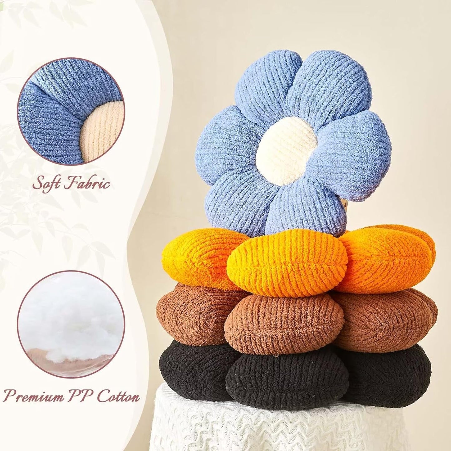 Flower Throw Pillow, Soft Orange 14.9" Shaped Floor Pillow for Home Decor, Cute Aesthetic Plush Decorative Pillows for Bed, Sofa, Couch