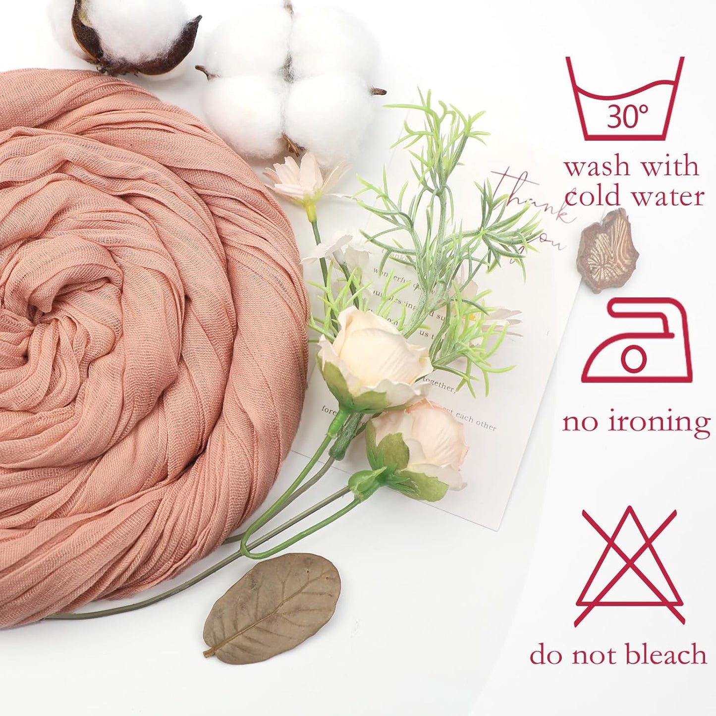6 Pack Peach Cheesecloth Table Runner 10ft Boho Gauze Fabric Cheese Cloth Table Runner 35 x 120 Inch Rustic Sheer Runner for Romantic Wedding Decor Baby Shower Party Table Centerpiece Decoration