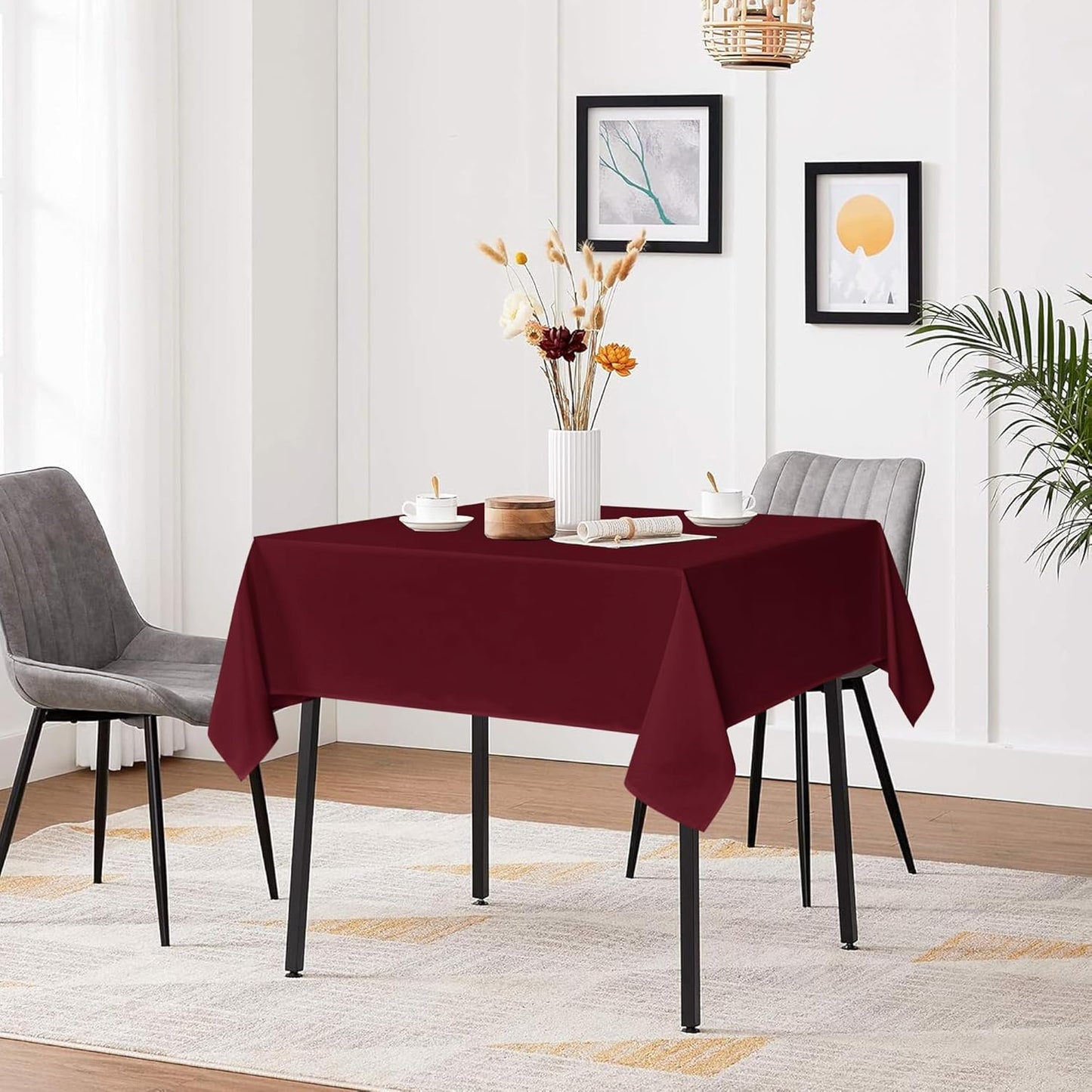 sancua Small Square Tablecloths 36x36 Inch - Burgundy Table Cloth for Square or Round Tables, Washable Polyester Fabric Table Cover for Christmas Nightstand End Bedside Tables