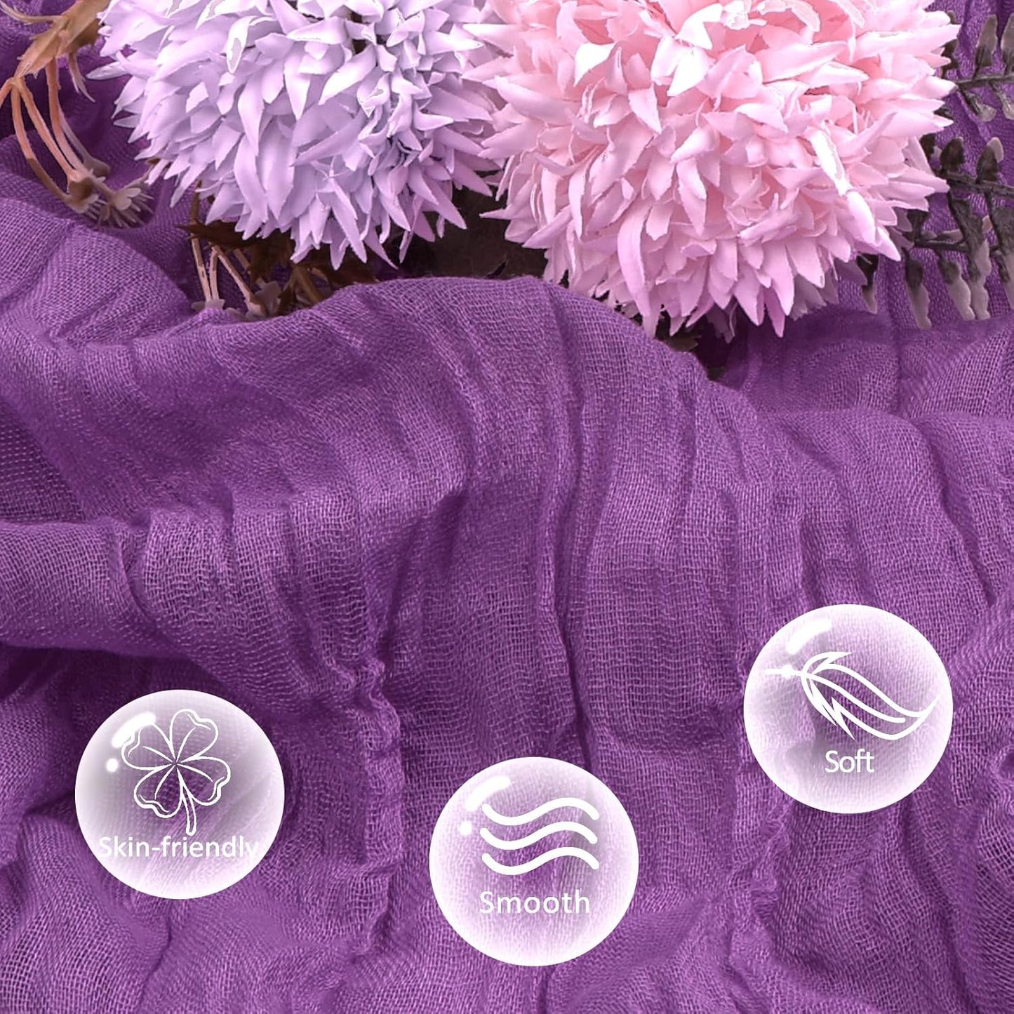 12 Pack Purple Cheesecloth Table Runner 10ft Boho Gauze Fabric Cheese Cloth Table Runner 35 x 120 Inch Rustic Sheer Runner for Romantic Wedding Decor Baby Shower Party Table Centerpiece Decoration