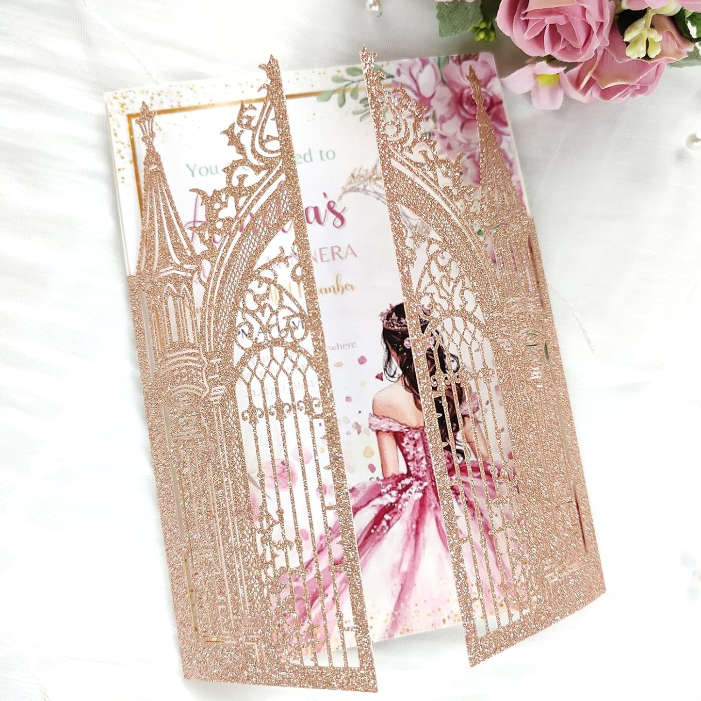 20PCS Laser Cut Wedding Invitations,Wedding Invitation Card Pocket,Quince Invites,Sweet 16 Invitations,Quinceanera Invitations,Laser Cut Invitations For All Occasions
