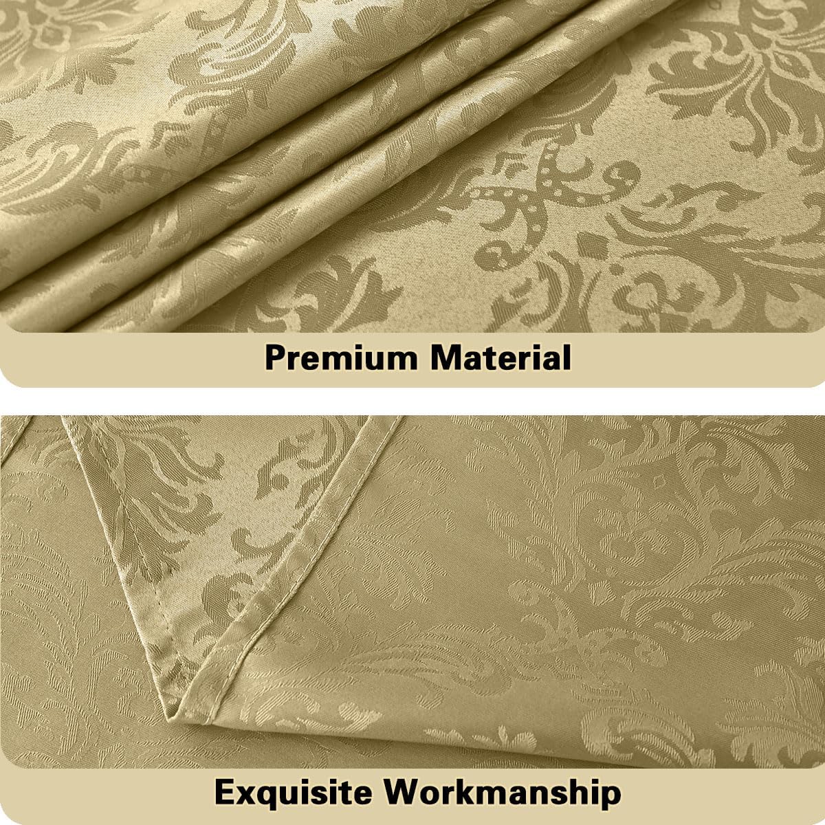 SASTYBALE Jacquard Tablecloth Rectangle 60 x 102 Inch, Waterproof Oil Proof Wrinkle Free Damask Table Cloth, Polyester Table Cover for Dining, Party, Indoor, Outdoor, Gold