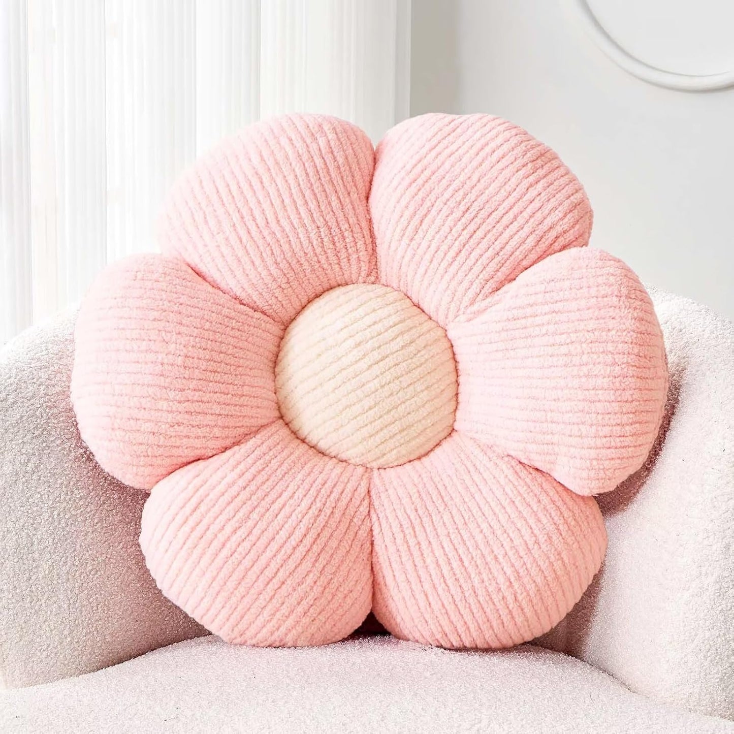 Flower Throw Pillow, Soft Light Pink 19.6" Shaped Floor Pillow for Home Decor, Cute Aesthetic Plush Decorative Pillows for Bed, Sofa, Couch