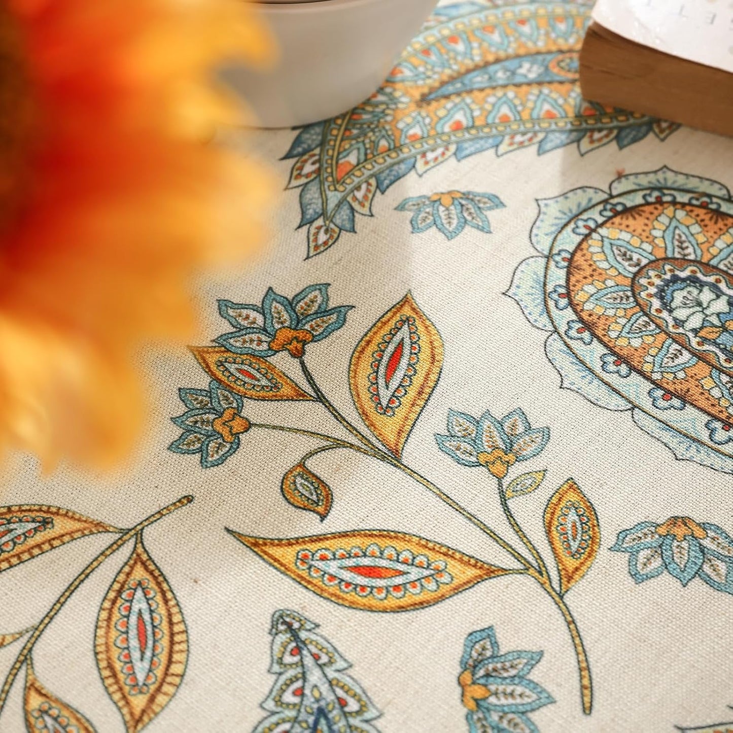 patdrea Designer French Vintage Small Square Table Cloth,Italian Floral Wrinkle Free Tablecloth,Home Table Cover Decor for Kitchen Dining,Christmas,Tea Party,Thanksgiving,55"x55"-Lysaniya
