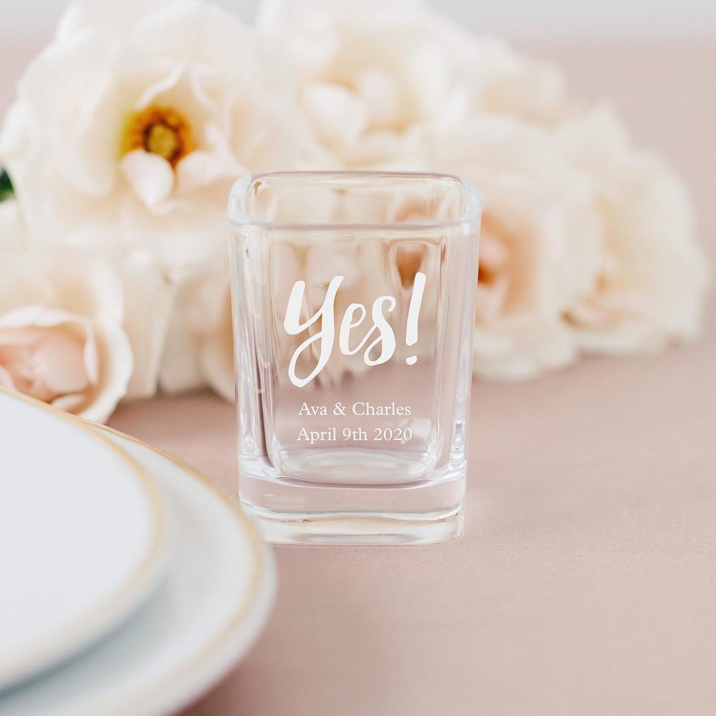 WEDDINGSTAR Personalized 2oz Square Shot Glass Customizable Full Color Print - 12 pack