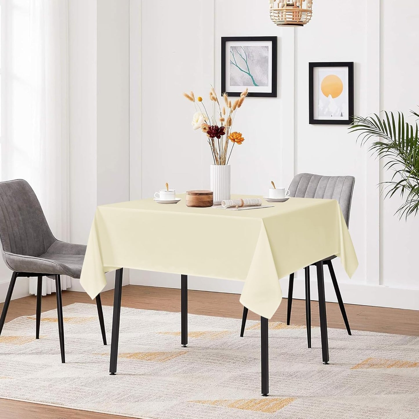 sancua Small Square Tablecloths 36x36 Inch - Beige Table Cloth for Square or Round Tables, Washable Polyester Fabric Table Cover for Nightstand End Bedside Tables